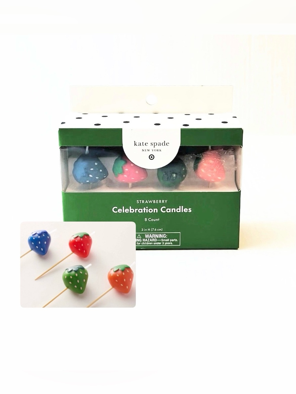 Kate Spade New York x Target 8pk Strawberry Celebration Candles